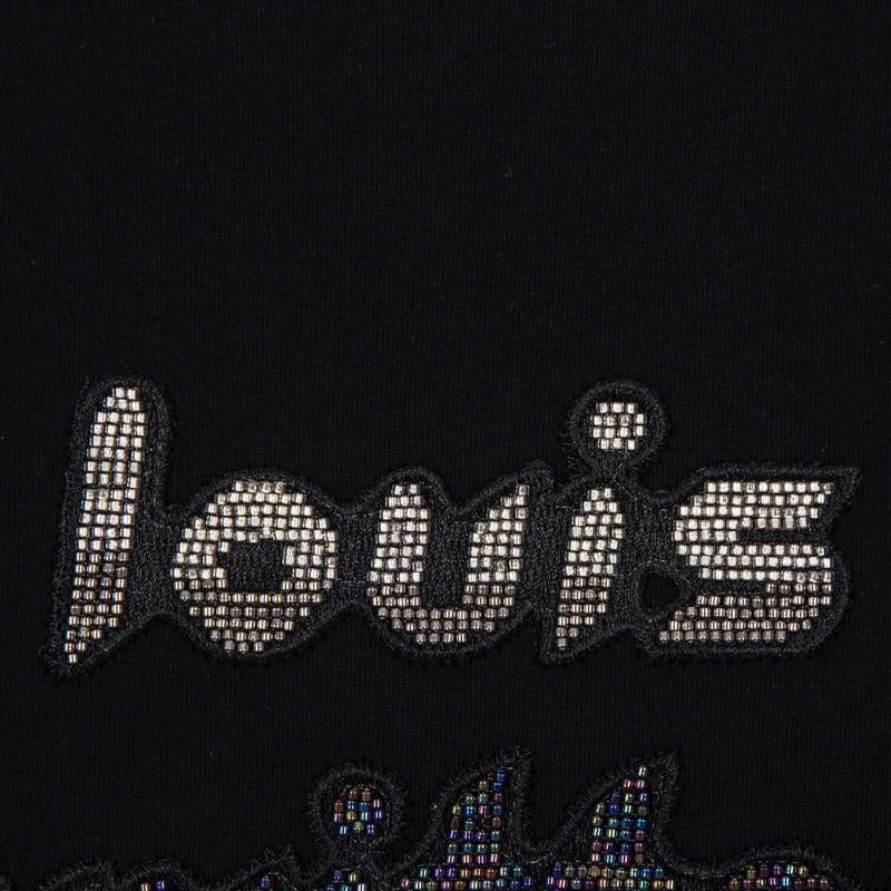 l**is V*t*n bead-embroidered cotton t-shirt black