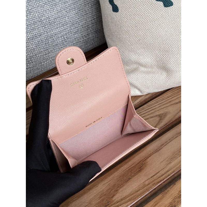 Ch*el card holder leather light pink