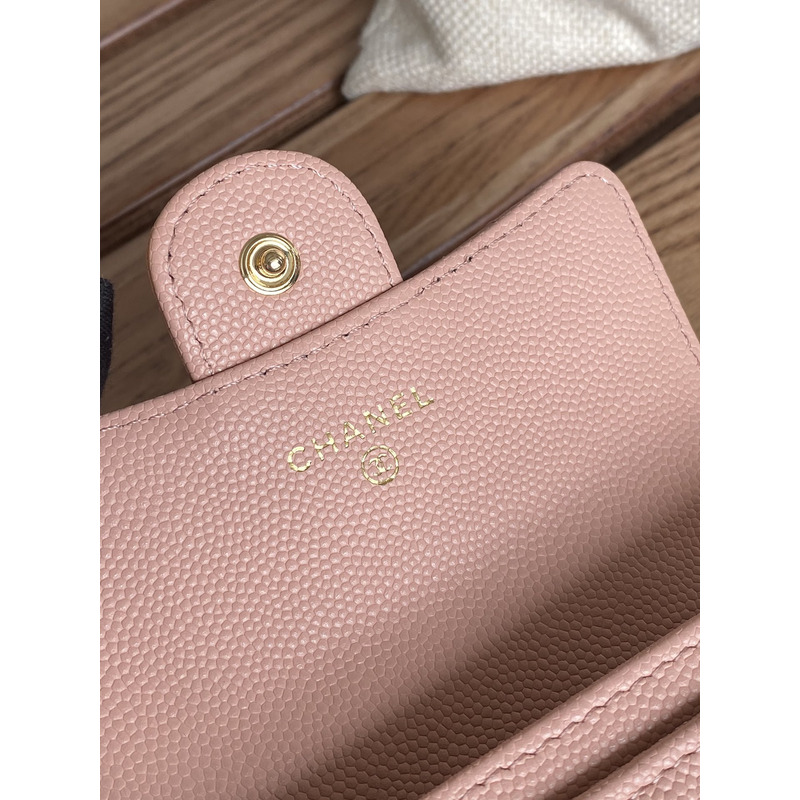 Ch*el card holder leather light pink
