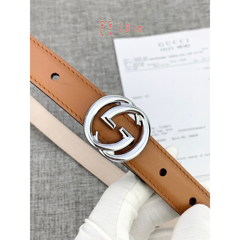 G*u*i leather belt silver brown
