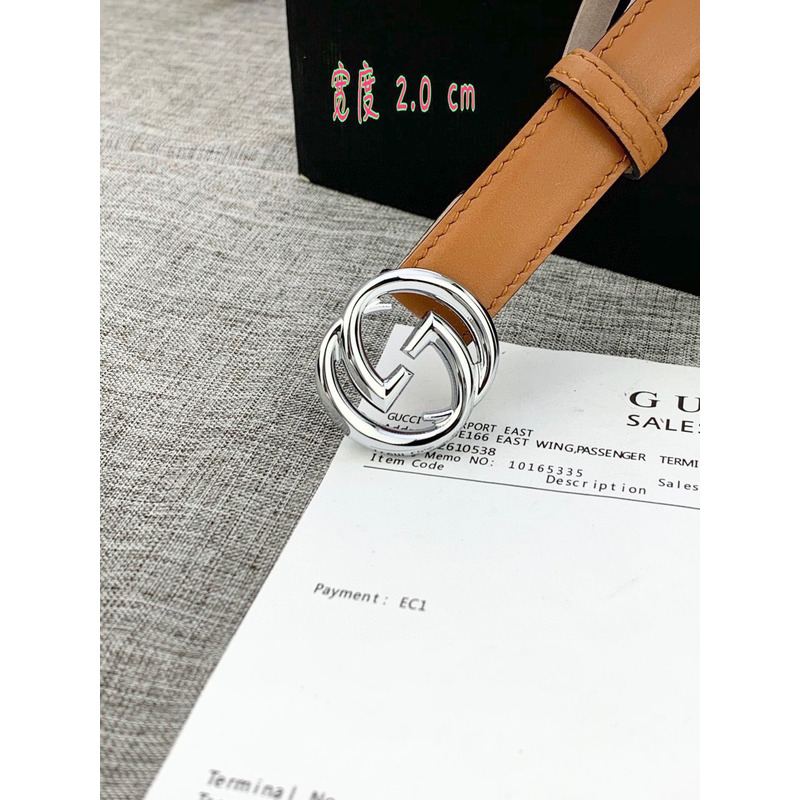 G*u*i leather belt silver brown