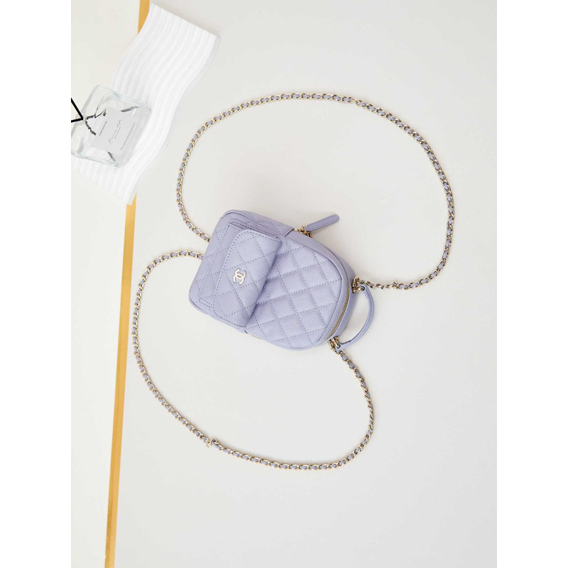 Ch*el caviar quilted cc mini classic backpack light purple