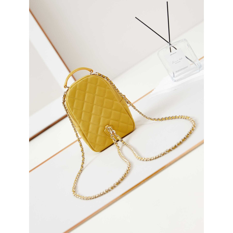 Ch*el caviar quilted cc mini classic backpack yellow