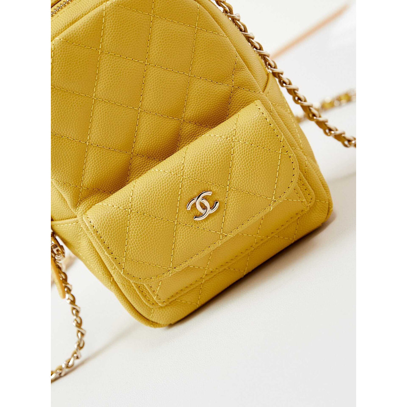 Ch*el caviar quilted cc mini classic backpack yellow