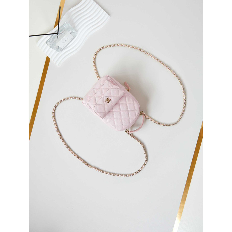 Ch*el caviar quilted cc mini classic backpack pink