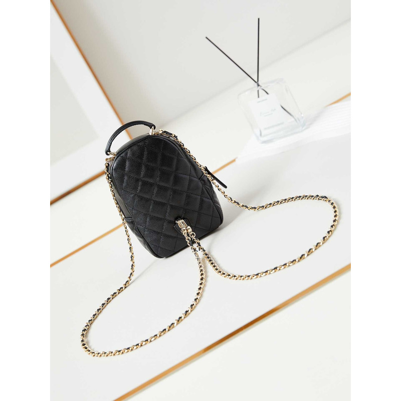 Ch*el caviar quilted cc mini classic backpack black