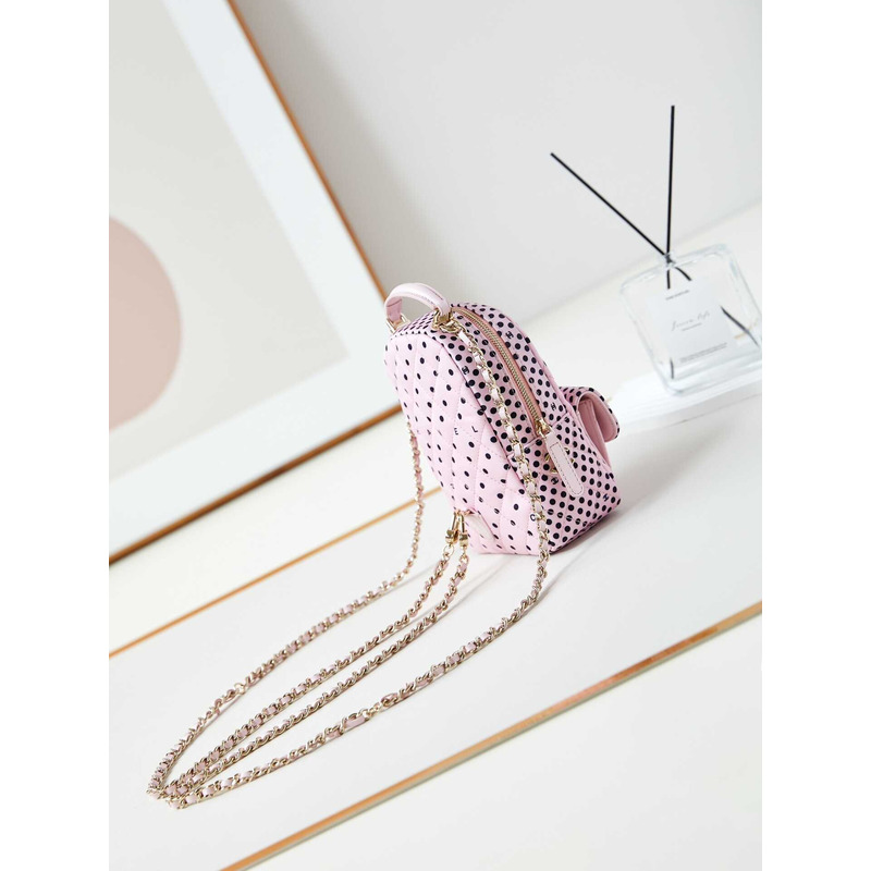 Ch*el logo polka dot backpack in pink