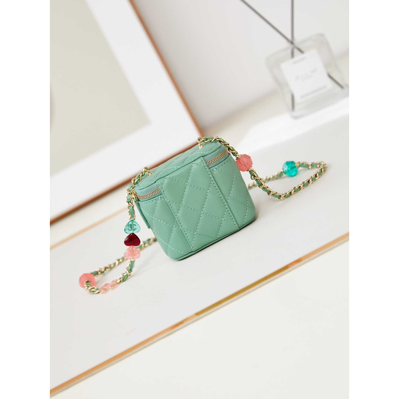 Ch*el vanity bag with chain green