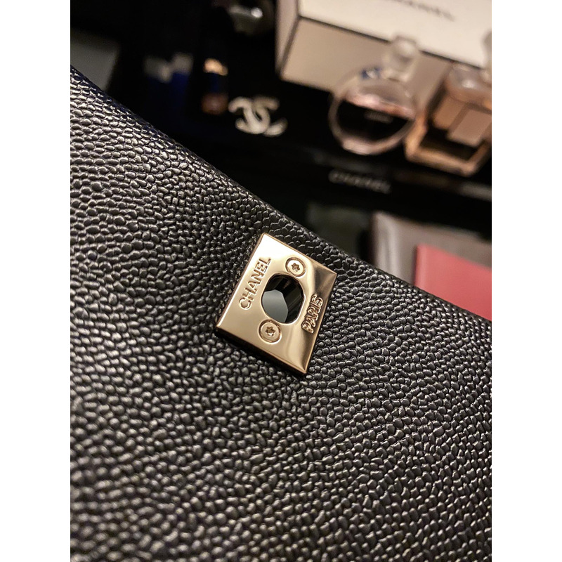 Ch*el caviar quilted & gold-tone metal backpack black