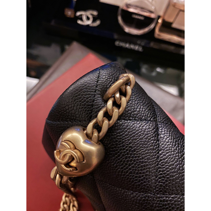 Ch*el flap bag cavair gold-toned hardware black