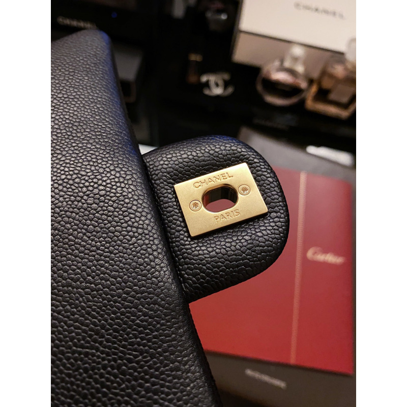 Ch*el flap bag cavair gold-toned hardware black