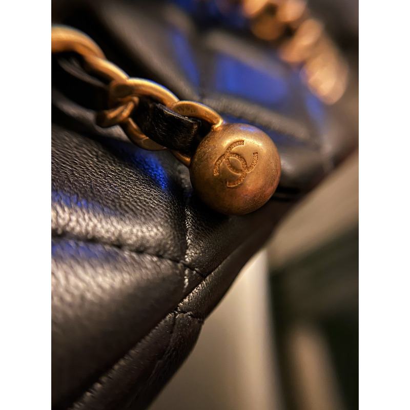 Ch*el classic handbag lambskin & gold-tone hardware black