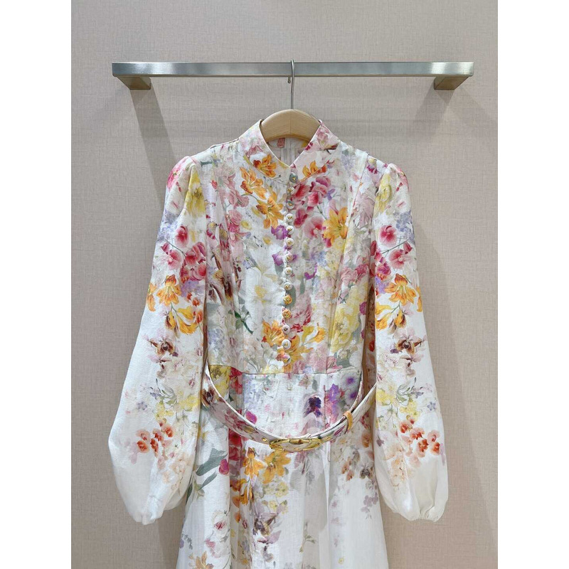 Zimmermann Long Dress With Flowers White