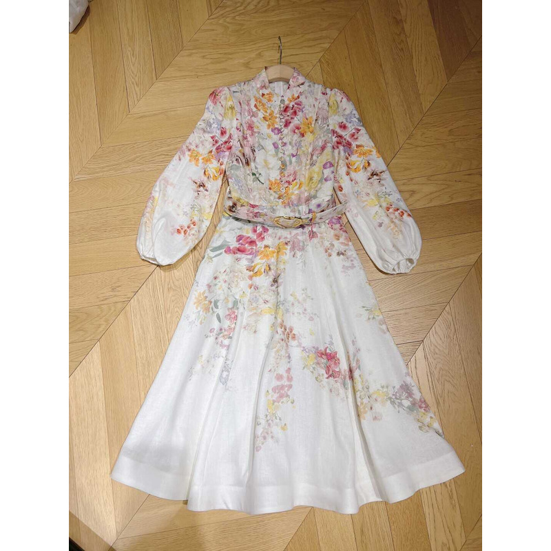 Zimmermann Long Dress With Flowers White