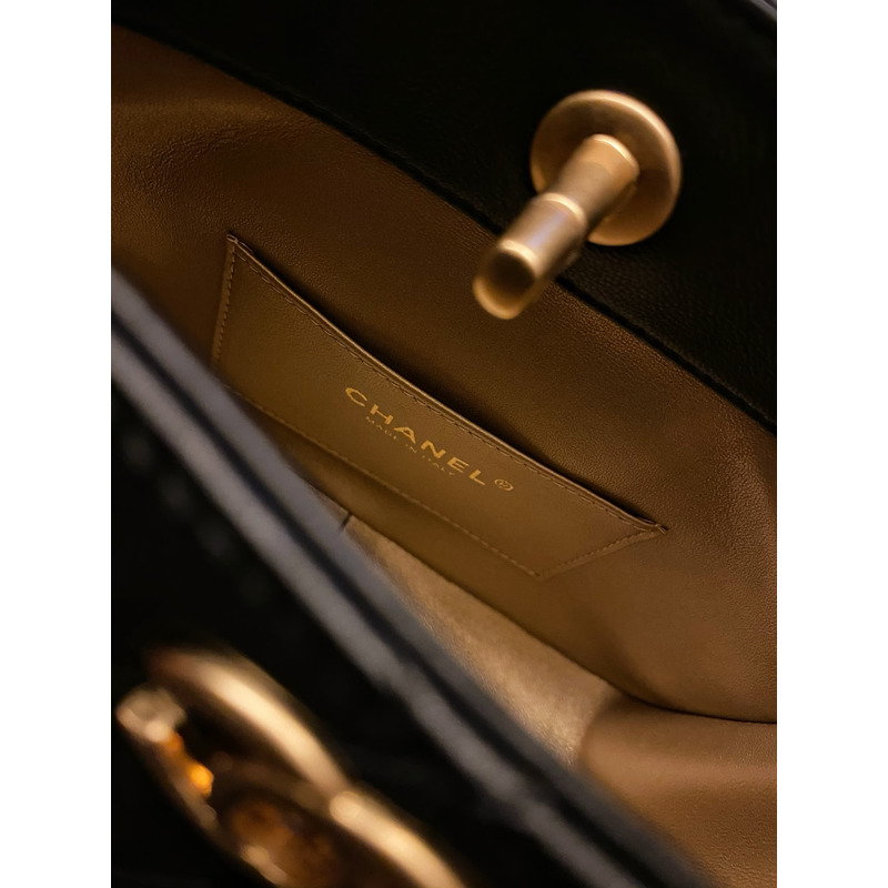 Ch*el hobo crossbody calfskin with gold hardware black