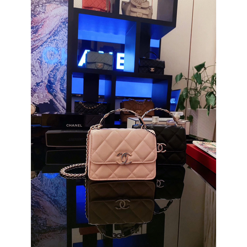 Ch*el coco top handle mini crossbody bag lambskin pink