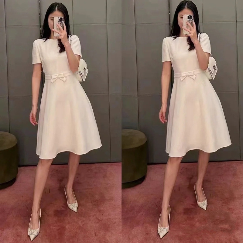 Valentino Crepe Couture Short Dress White