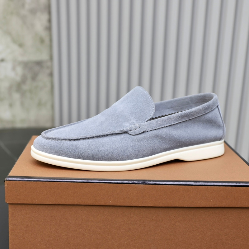 Loro Piana Suede Loafers Grey Blue