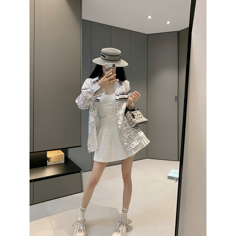 D*or long-sleeved shirt in white