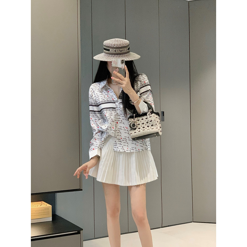 D*or long-sleeved shirt in white