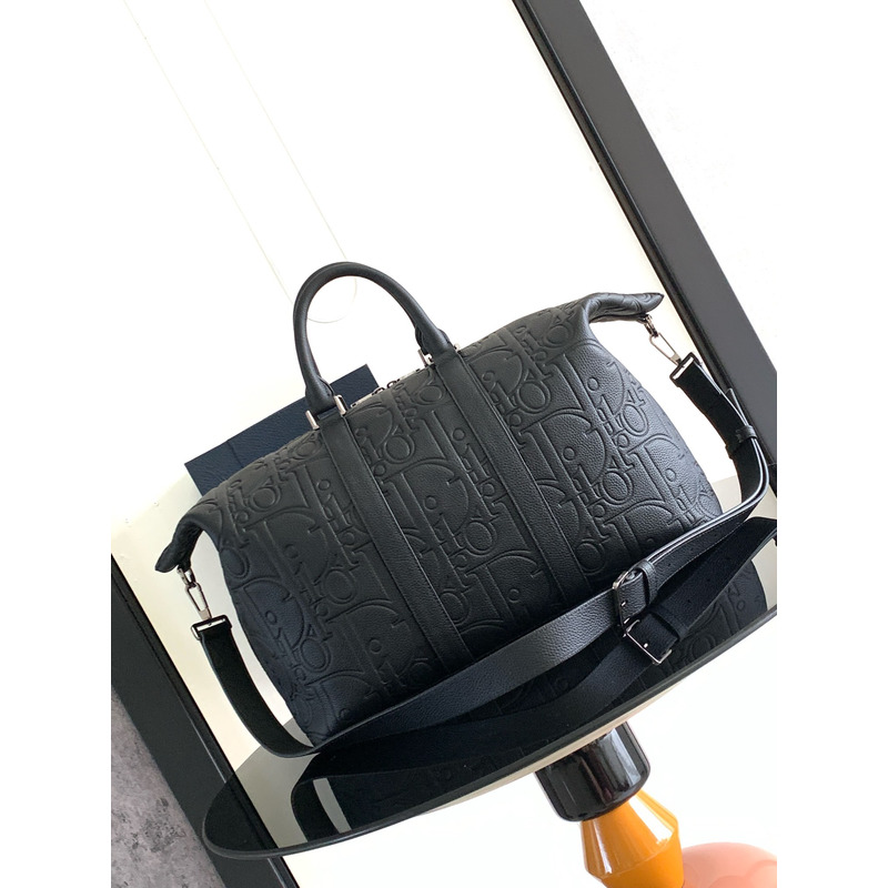 D*or weekender 40 gravity leather and  grained calfskinm black