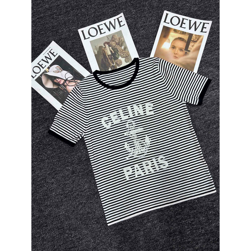 Ce**e logo anchor striped short sleeved t-shirt black