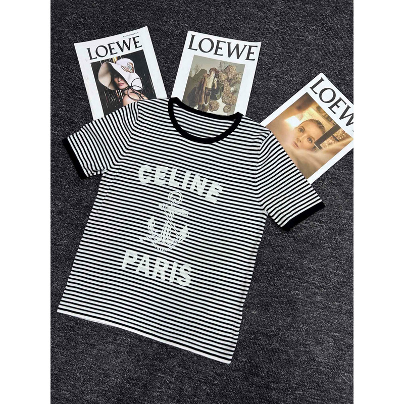 Ce**e logo anchor striped short sleeved t-shirt black