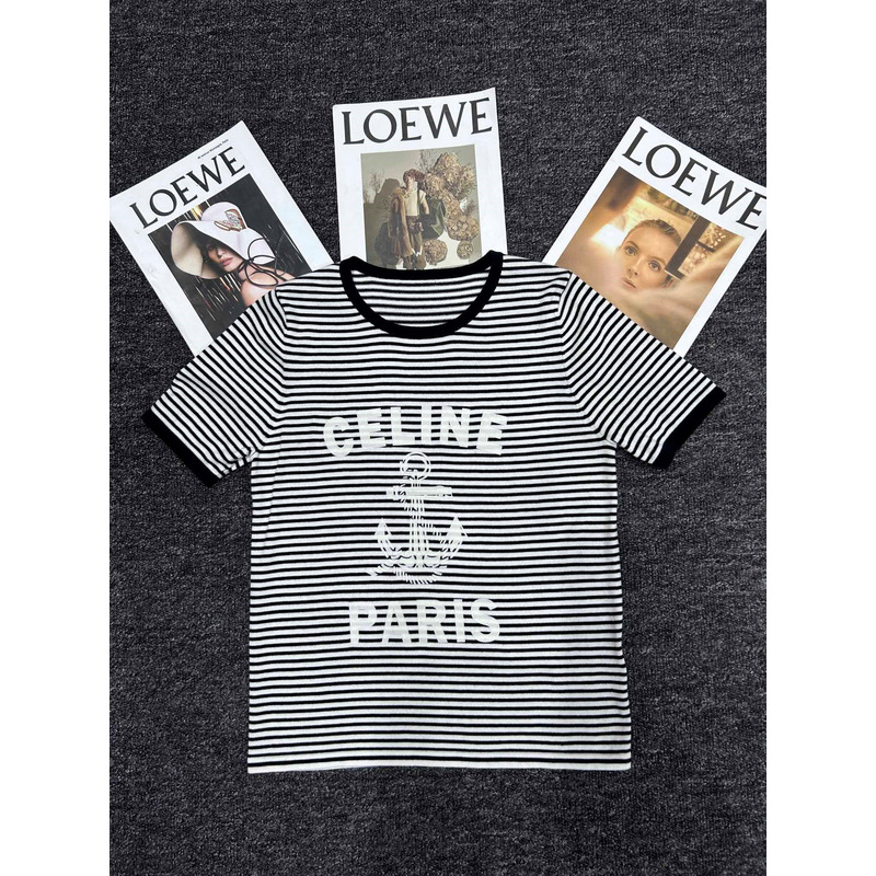 Ce**e logo anchor striped short sleeved t-shirt black