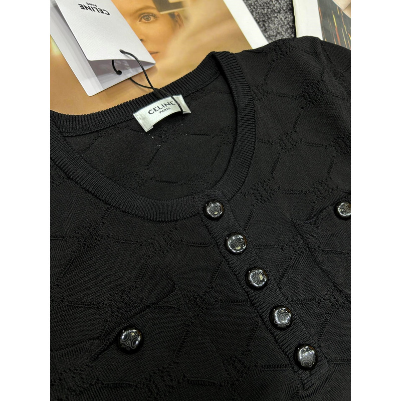 Loewe Hollow Knit With Embroidered Logo Iconic Button Black