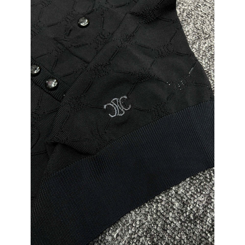 Loewe Hollow Knit With Embroidered Logo Iconic Button Black