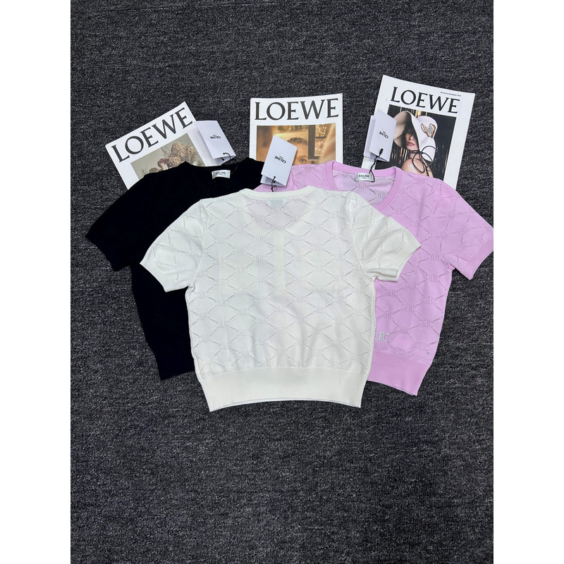 Loewe Hollow Knit With Embroidered Logo Iconic Button White