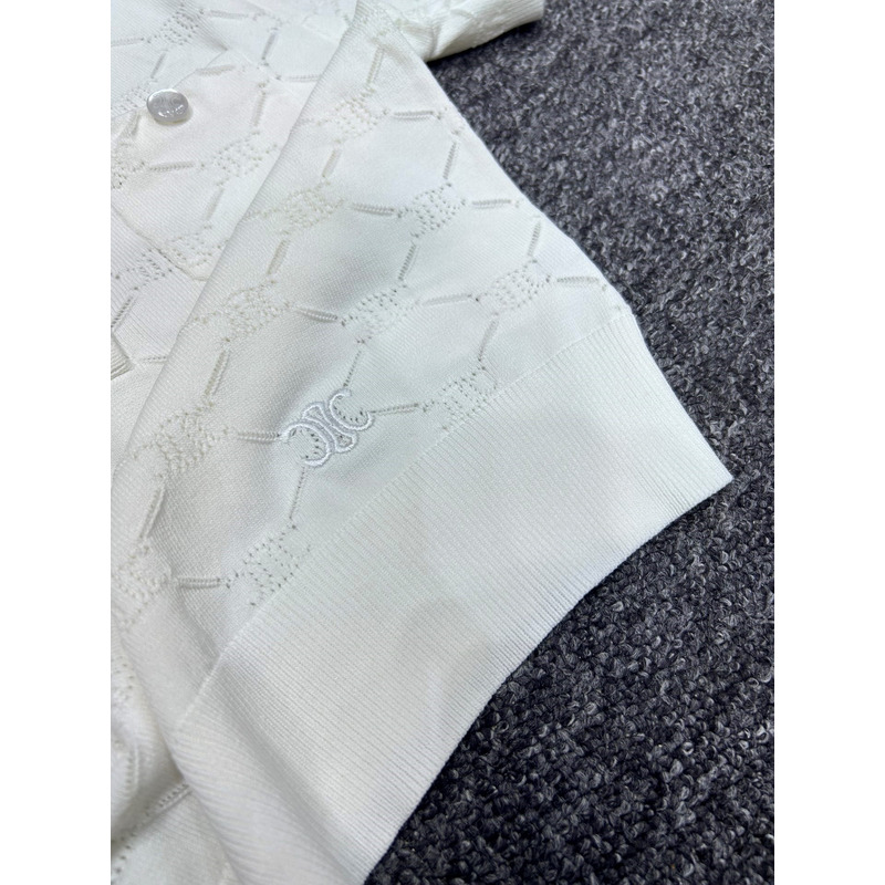 Loewe Hollow Knit With Embroidered Logo Iconic Button White