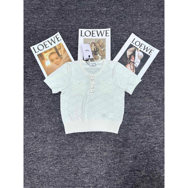 Loewe Hollow Knit With Embroidered Logo Iconic Button White