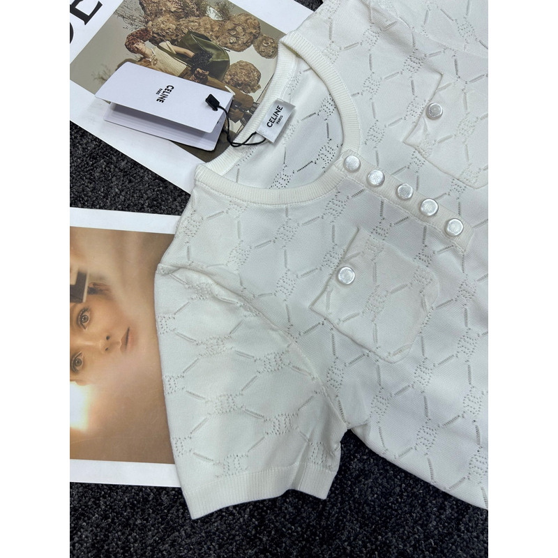 Loewe Hollow Knit With Embroidered Logo Iconic Button White