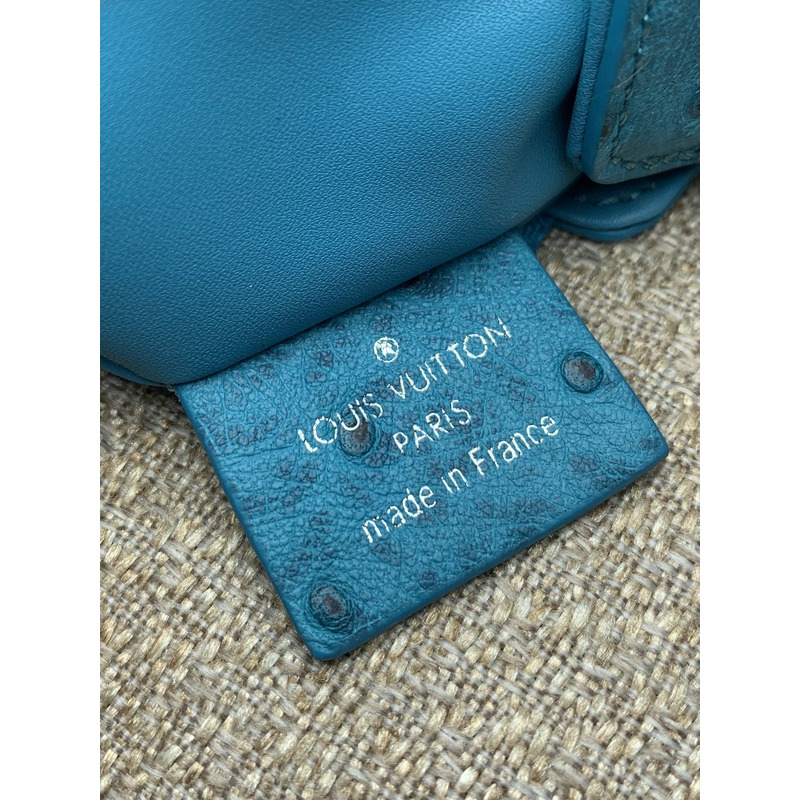 l**is V*t*n slim trunk cowhide leather with rivet frame and metal s-lock buckle dark blue