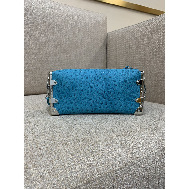 l**is V*t*n slim trunk cowhide leather with rivet frame and metal s-lock buckle dark blue