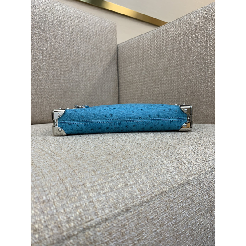 l**is V*t*n slim trunk cowhide leather with rivet frame and metal s-lock buckle dark blue