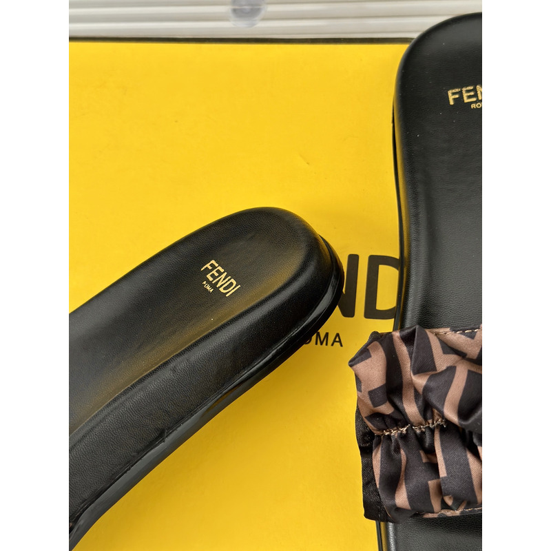 F**di feel satin slides brown