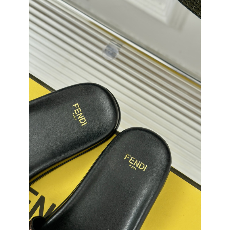 F**di feel satin slides brown