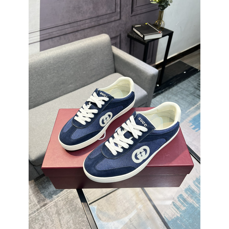 G*u*i panelled suede sneakers featuring mesh detailing