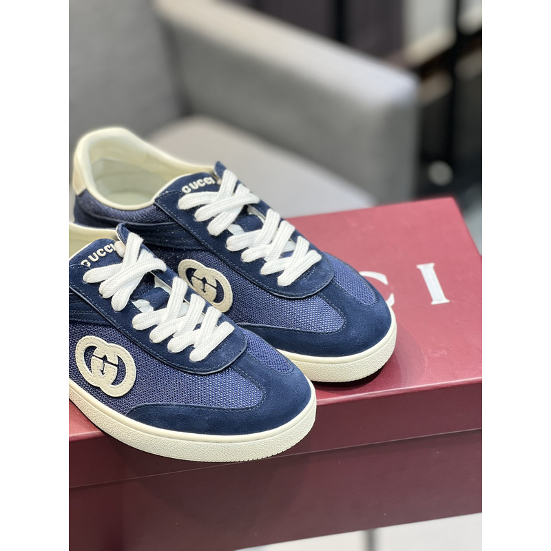 G*u*i panelled suede sneakers featuring mesh detailing