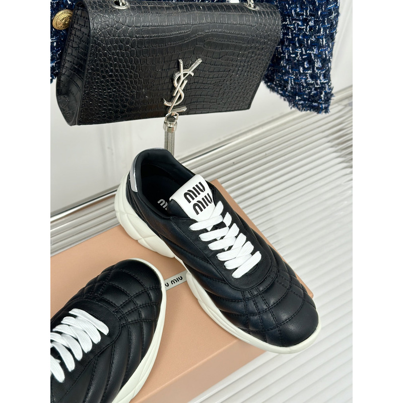 Miu Miu High Trainers In Quilted Nappa In Black