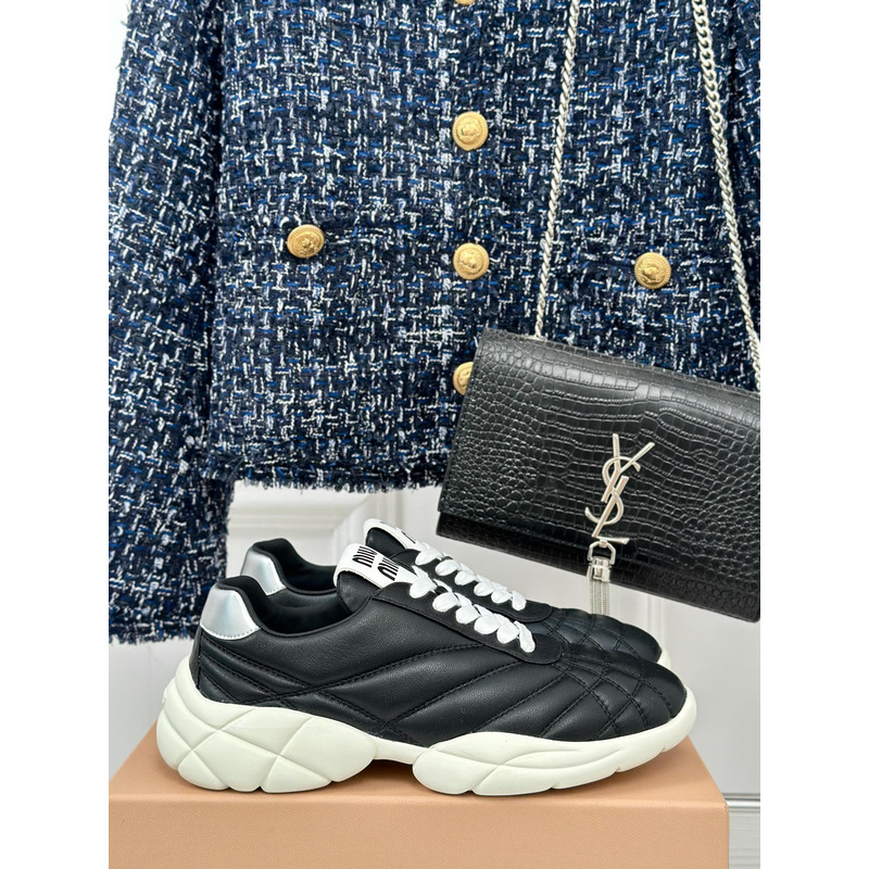 Miu Miu High Trainers In Quilted Nappa In Black