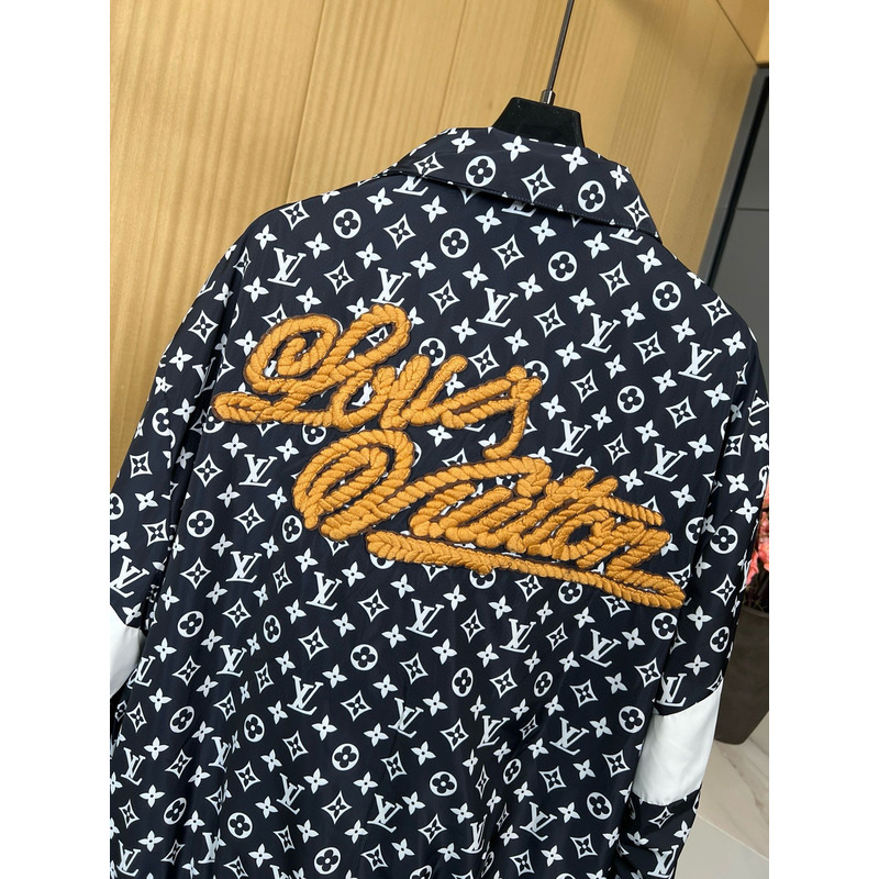 l**is V*t*n monogram printed technical track top navy blue