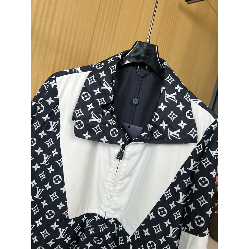 l**is V*t*n monogram printed technical track top navy blue