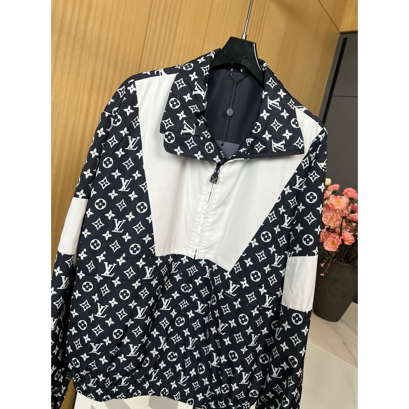 l**is V*t*n monogram printed technical track top navy blue