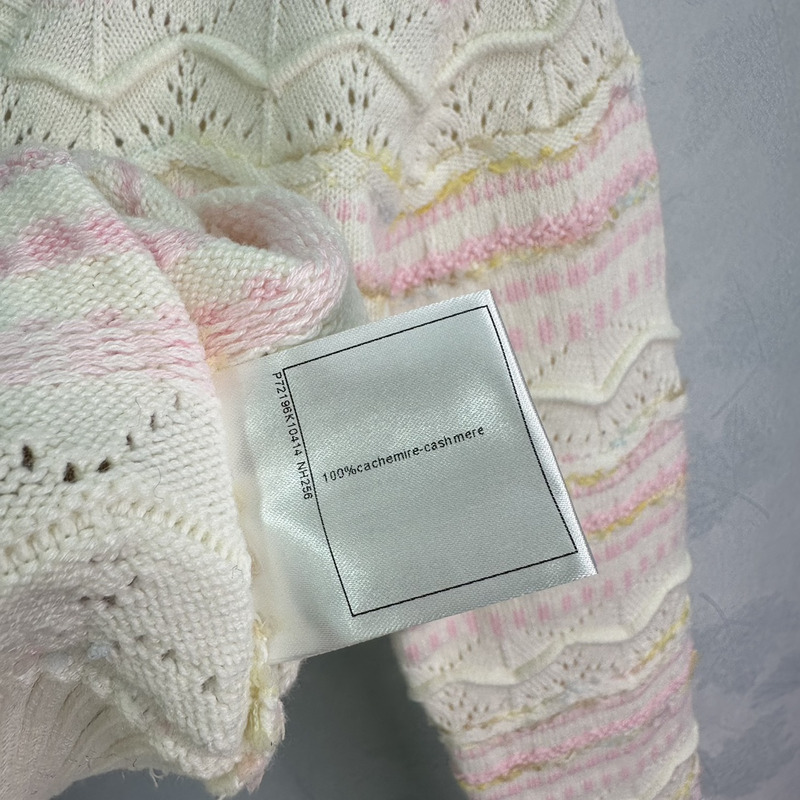 Ch*el knitted hollow long sleeve pink