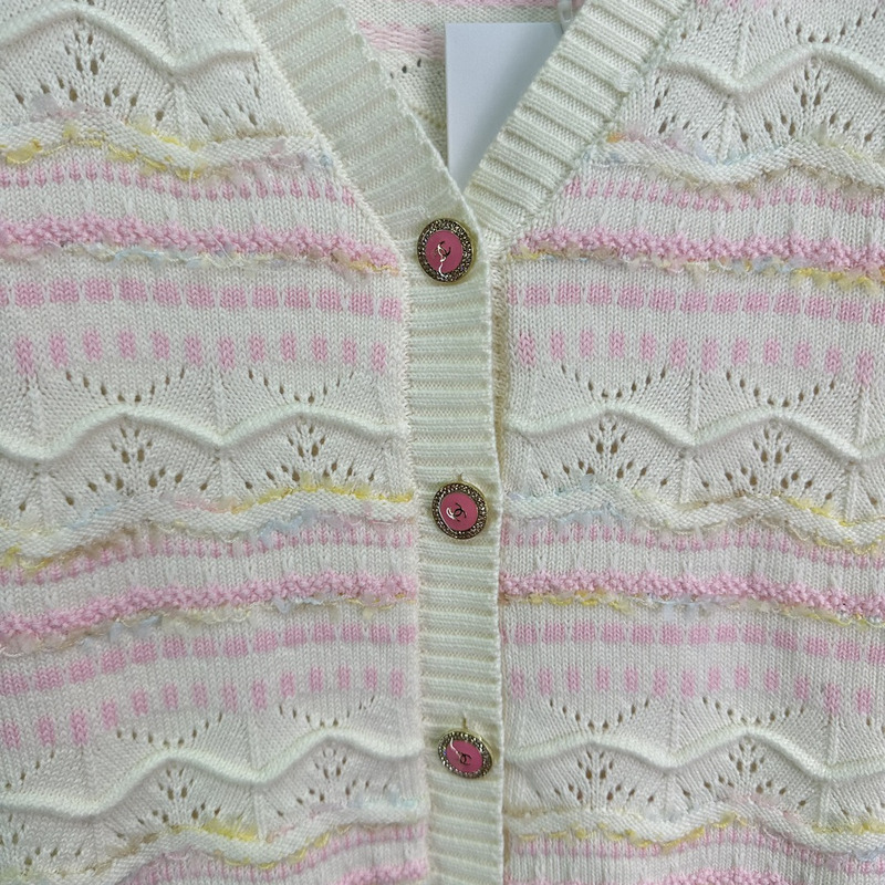 Ch*el knitted hollow long sleeve pink