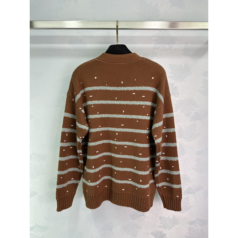 Ch*el wool striped cardigan brown