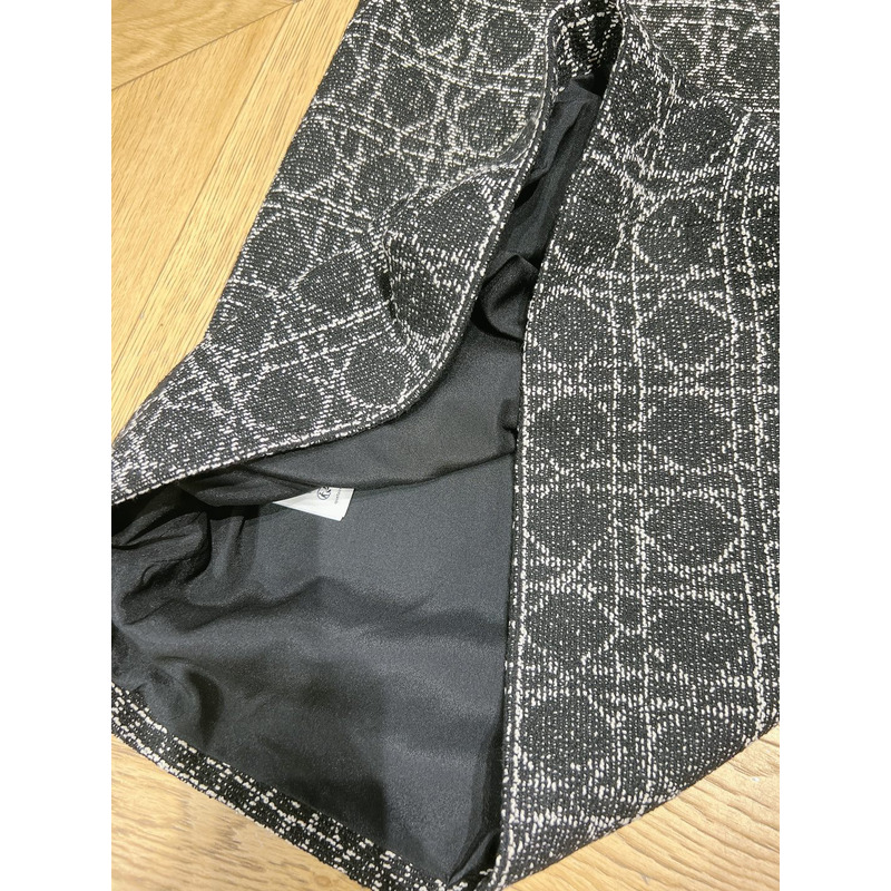 D*or macrocannage short dress technical cotton tweed black&white